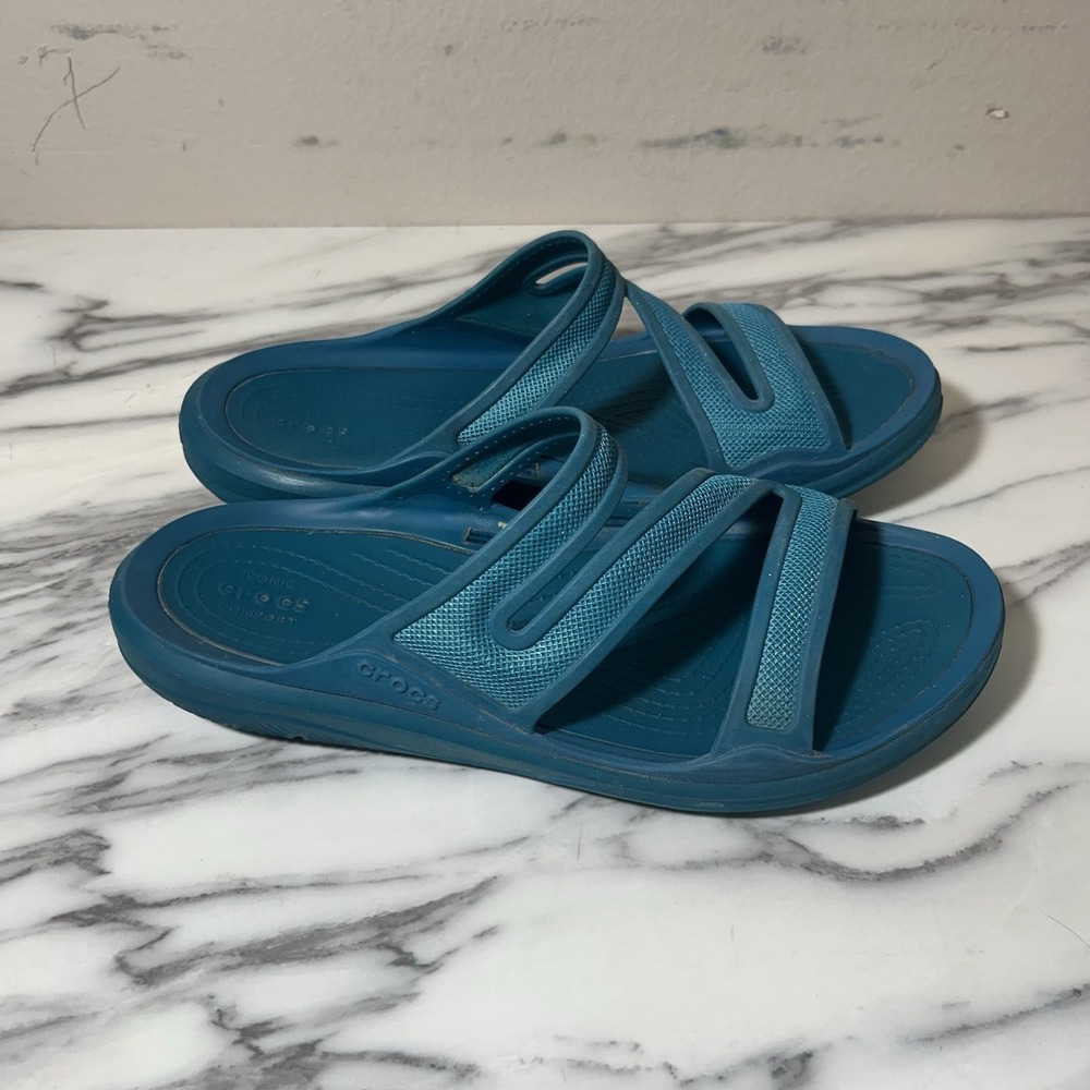 Crocs Swiftwater Telluride Sandal Women's Size 11 Blue Slip On Rubber‎ Outdoors